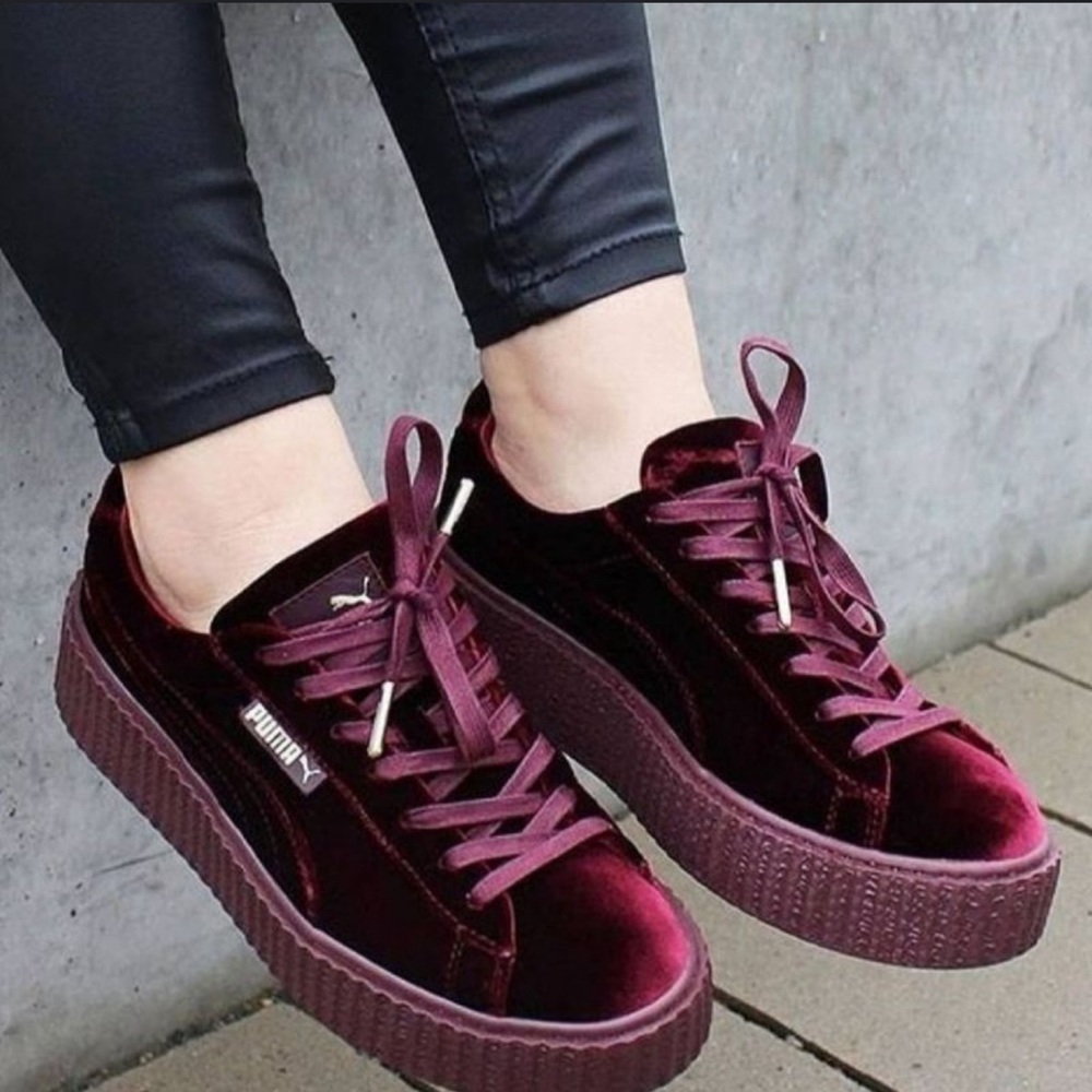 Puma x Fenty red velvet sneakers